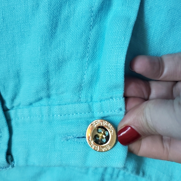 Lilly Pulitzer Aqua Blue Women's 100% Linen Calla Shorts Size 4 - Picture 10 of 12